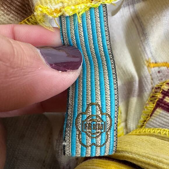 Farm Rio Yellow Plaid Low Rise Flare Pants Y2K Women’s US Small drawstring waist - Picture 6 of 9